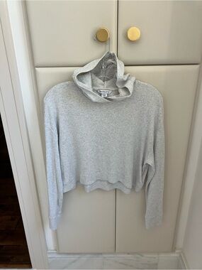 Athleta Heathered Light Gray Ribbed Hoodie - XXS